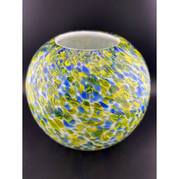 Yellow & Blue Swirl Glass Vase - Picture 4 of 5